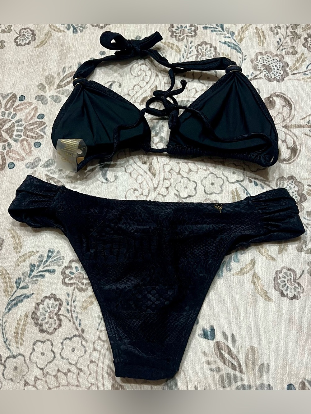 Agua De Coco Black Snake Print Bikini Set Size XL Like-New - Picture 4 of 8